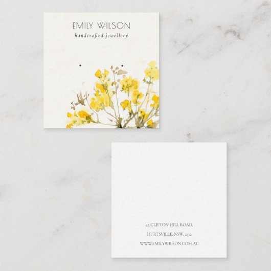 黄素朴色野草植物耳鳴りディスプレイ スクエア名刺 (正面/裏面)