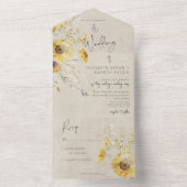 黄素朴色・茶色の夏ひまわりNo Dinner オールインワン招待状 (内側)