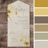 黄素朴色・茶色の夏ひまわりNo Dinner オールインワン招待状