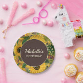 黄素朴褐色ひまわり誕生日パーティー ペーパープレート (パーティー)