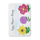 黄紫明るい赤紫色花 バスマット (正面縦)