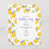 黄紫色の水彩パンジー模様 招待状 (正面/裏面)