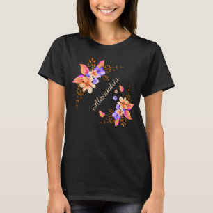 黄紫色の花の抽象芸術水彩模様 Tシャツ