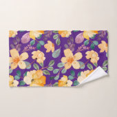 黄紫色の花柄モダン バスタオルセット (ハンドタオル)