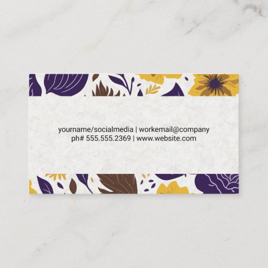 黄紫色の花柄 名刺 (裏面)