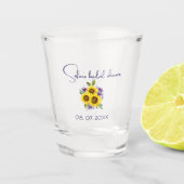 黄紫色の野花ひまわり水色 ショットグラス (正面)