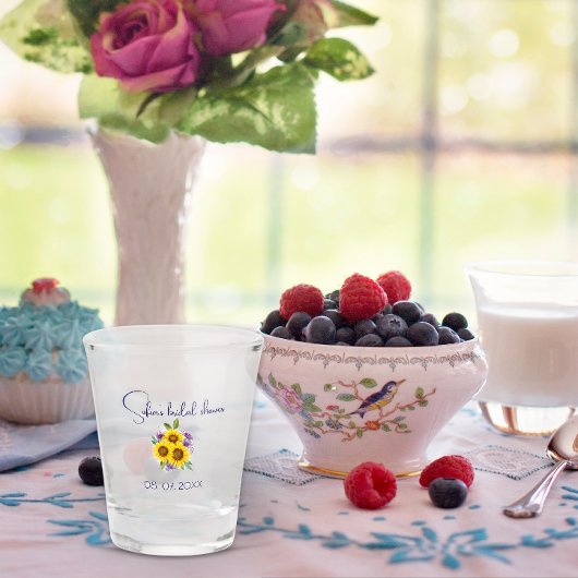 黄紫色の野花ひまわり水色 ショットグラス