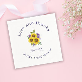 黄紫色の野花ひまわり水色 スタンダードカクテルナプキン