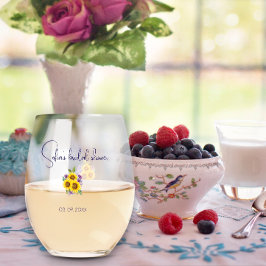 黄紫色の野花ひまわり水色 ステムなしワイングラス