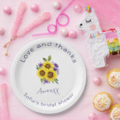 黄紫色の野花ひまわり水色 ペーパープレート (パーティー)