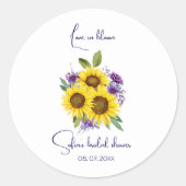 黄紫色の野花ひまわり水色 ラウンドシール (正面)