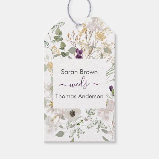 黄結婚カラフル色と紫 ギフトタグ (正面)