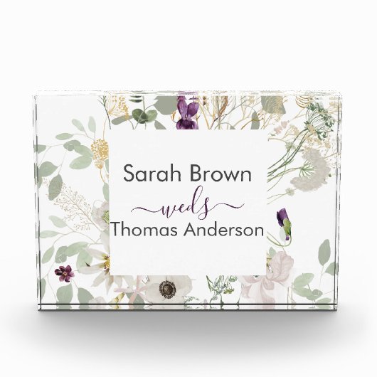 黄結婚カラフル色と紫 フォトブロック (正面)