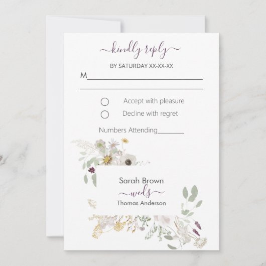 黄結婚カラフル色と紫 招待状 (正面)