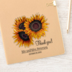 黄結婚色の感謝していおよび名前 シール