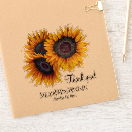 黄結婚色の感謝していおよび名前 シール (ノートブック)