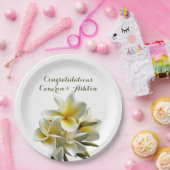 黄結婚色プルメリア花紙プレート ペーパープレート (パーティー)