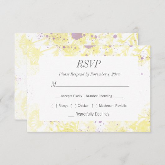 黄絵を描色の花 出欠カード (正面/裏面)