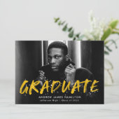 黄絵を描（ばちゃばちゃ）跳ねる写真卒業パーティー 招待状 (スタンド正面)