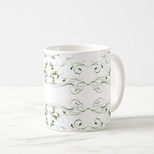 黄緑のつる植物 コーヒーマグカップ (正面右)