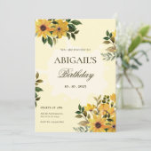 黄緑のフローラ誕生日 招待状 (スタンド正面)