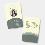 黄緑の従業員写真ID会社のロゴフレッシュ バッジ (正面&裏面)