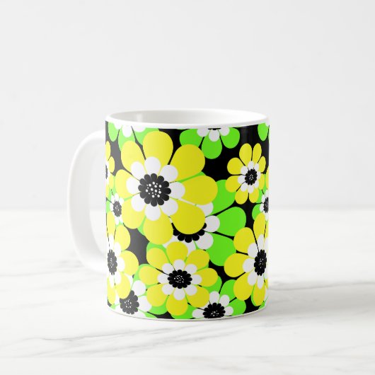 黄緑の花 コーヒーマグカップ (正面左)
