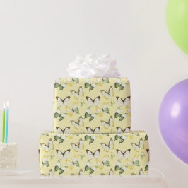 黄緑の蝶々の誕生日 ラッピングペーパー