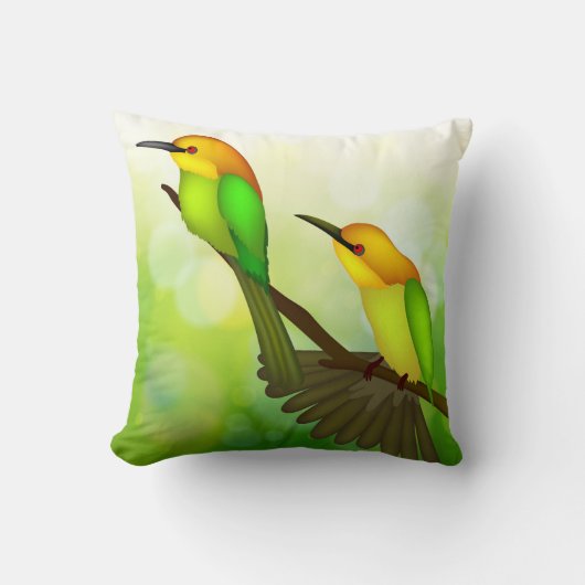 黄緑の鳥枕 クッション (正面)