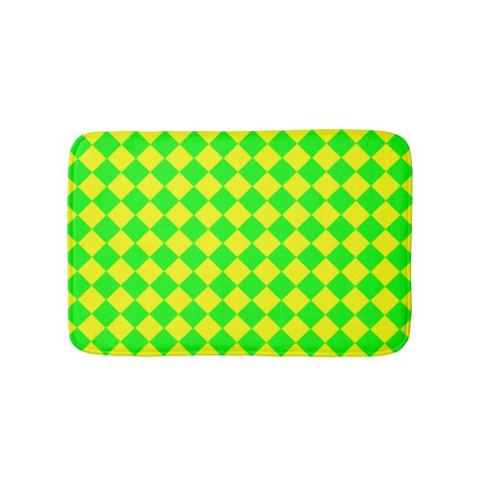 黄緑ひし市松模様に形パターン バスマット (正面)