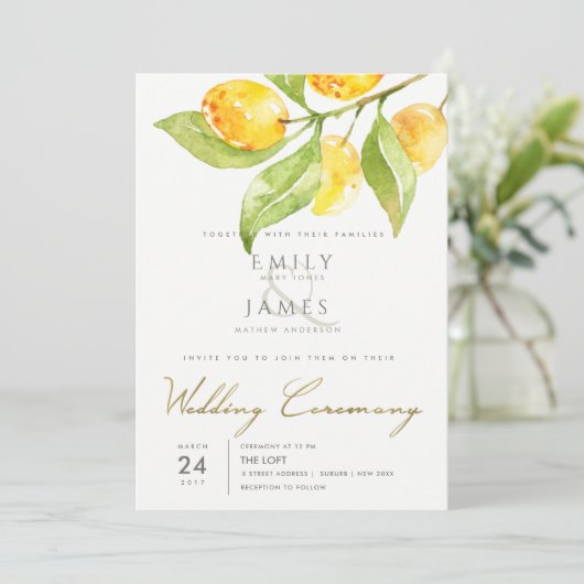 黄緑色の水色のオリーブ結婚の葉 招待状 (スタンド正面)