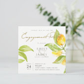 黄緑色の水色の葉オリーブ婚約 招待状 (スタンド正面)