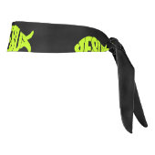 黄緑色イエスの魚の黒い背景 タイヘッドバンド (回転90)