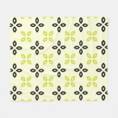 黄緑葉花弁植物性自然模様 フリースブランケット (正面(横))