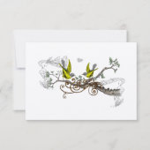 黄翼グレーヴィンテージラブバードウェディングRSVP 出欠カード (正面)