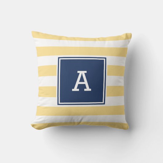 黄航海のストライプのイニシャル枕 クッション (正面)