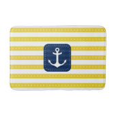 黄航海の色ストライプネイビーブルーバナーいかり バスマット (正面)