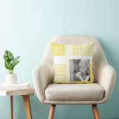 黄色あなたの写真を追加Ginghamモノグラムモダン クッション (椅子)