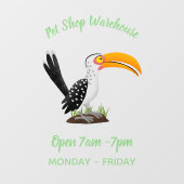 黄色いおもしろいハナシバサリの鳥の漫画 ウィンドウサイン (シート)