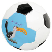 黄色いおもしろいハナシバサリの鳥の漫画 サッカーボール (3/4)