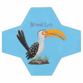 黄色いおもしろいハナシバサリの鳥の漫画 サッカーボール (フラット)