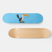 黄色いおもしろいハナシバサリの鳥の漫画 スケートボード (横)