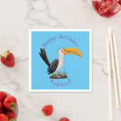 黄色いおもしろいハナシバサリの鳥の漫画 スタンダードカクテルナプキン (インサイチュ)