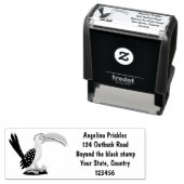 黄色いおもしろいハナシバサリの鳥の漫画 セルフインキングスタンプ (インサイチュ)