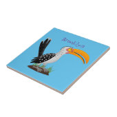 黄色いおもしろいハナシバサリの鳥の漫画 タイル (側面)