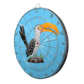 黄色いおもしろいハナシバサリの鳥の漫画 ダーツボード (正面右)