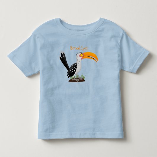 黄色いおもしろいハナシバサリの鳥の漫画 トドラーTシャツ (正面)