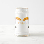 黄色いおもしろいハナシバサリの鳥の漫画 ビールジョッキ (中央)