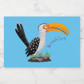 黄色いおもしろいハナシバサリの鳥の漫画 フードラベル (シングルラベル)