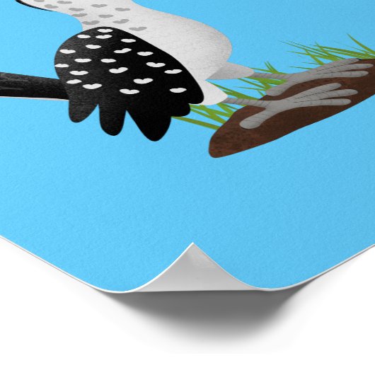 黄色いおもしろいハナシバサリの鳥の漫画 ポスター (角)